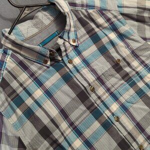 The North Face Shirt Men's L Blue Plaid Long Sleeve Button Down